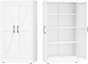 GAIOUS 43.3'' Tall Kitchen Pantry Cabinet, White Metal Storage Cabinet
