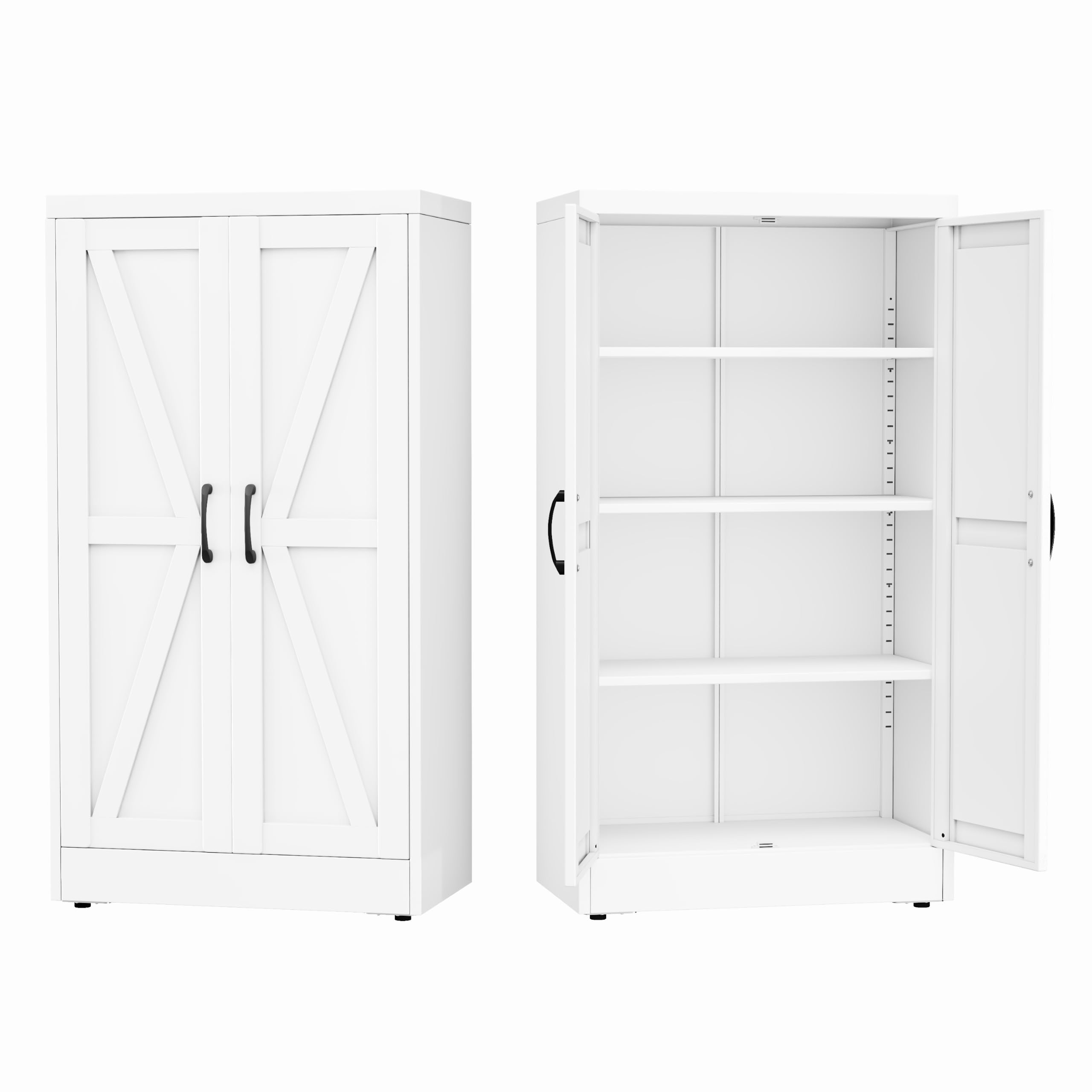 GAIOUS 43.3'' Tall Kitchen Pantry Cabinet, White Metal Storage Cabinet