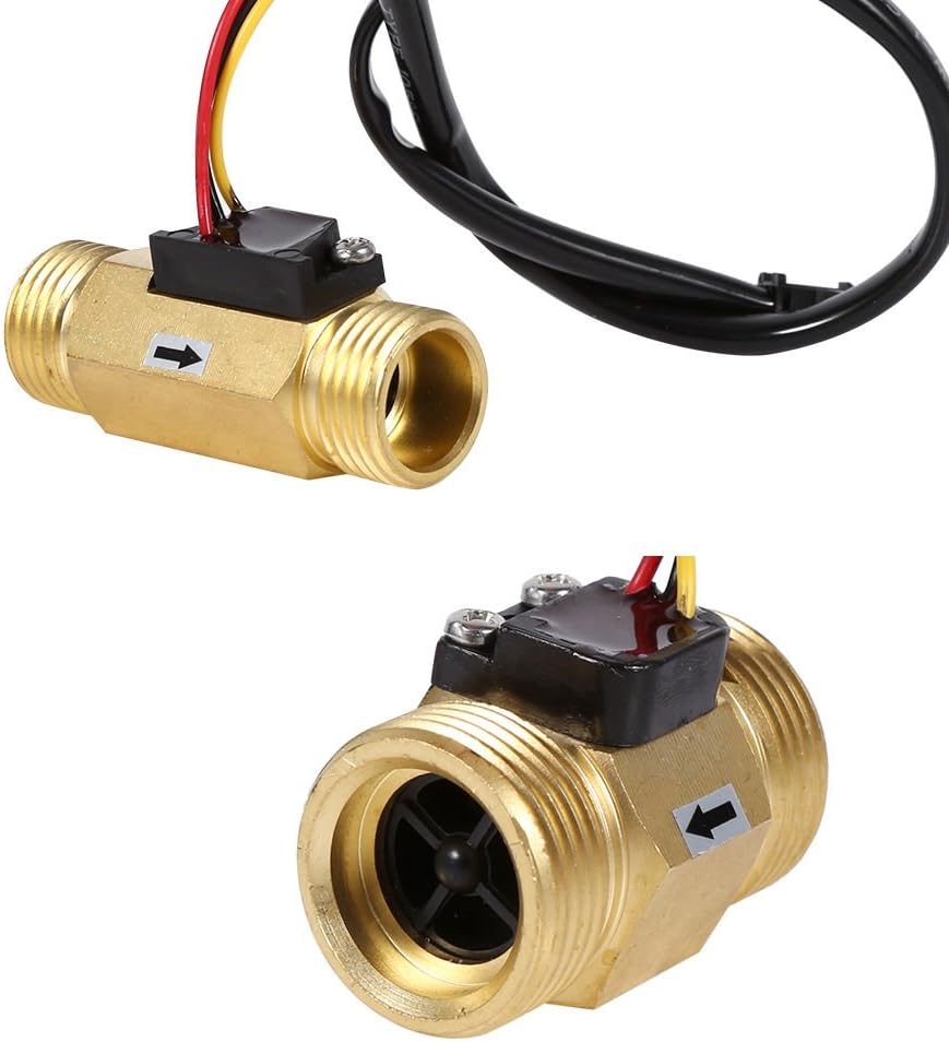 G3/4" Water Flow Sensor Witch,Copper Hall Effect Flowmeter Liquid Fluid Meter Sensor Switch Flowmeter Meter 2-45L/min