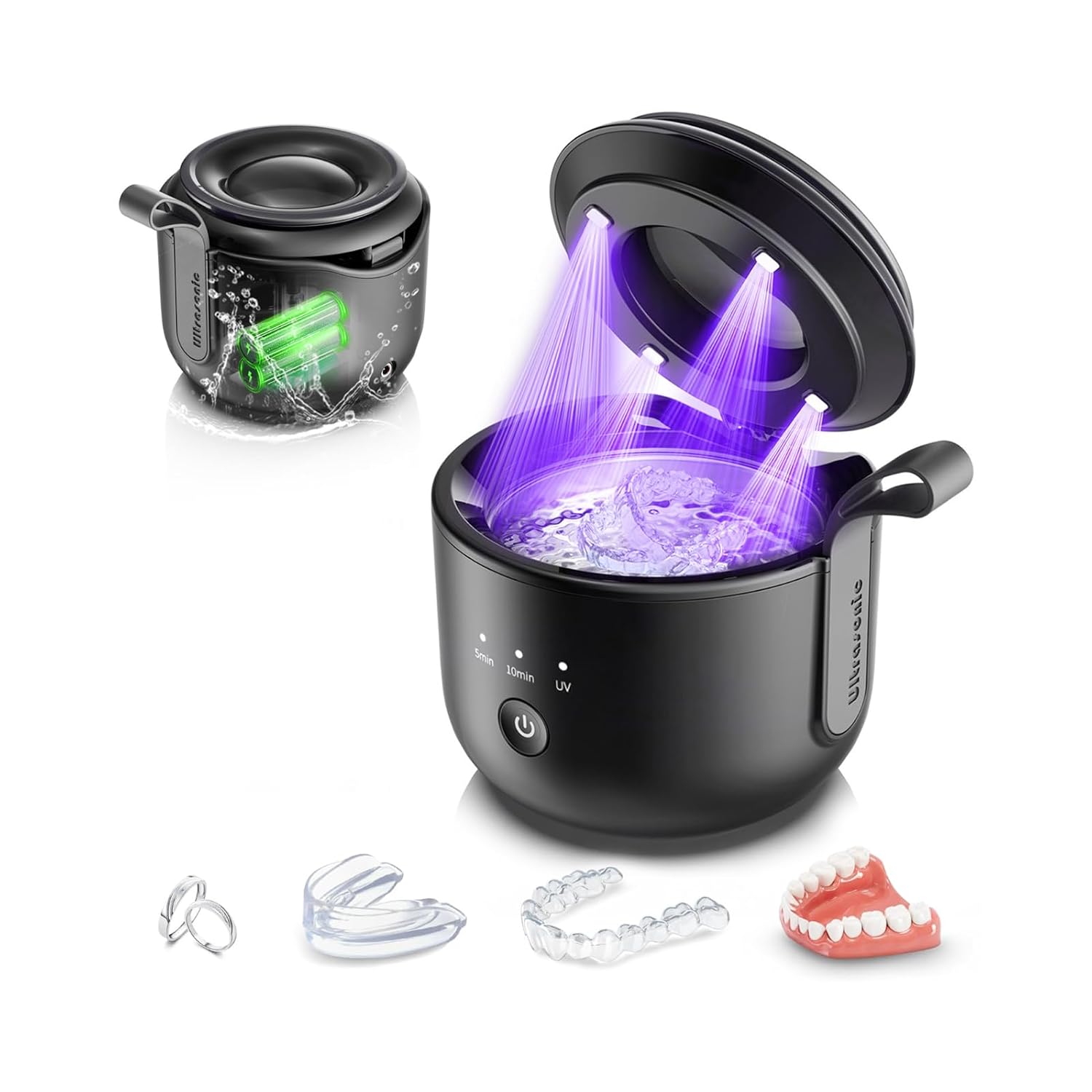 Retainer Cleaner Machine: 48kHz Rechargeable Cordless Denture Cleaner
