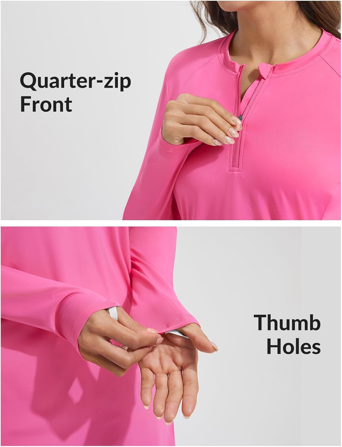 baleaf Rash Guard for Women Long Sleeve Swim Shirt UPF 50+ Swimsuits Top for Women with Kangaroo Pocket - Image 5