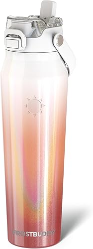 Miniatura 7 de Frost Buddy - Botella de agua con aislamiento de 32 oz con pajilla y tapa, de acero inoxidable, a prueba de fugas, frío durante 24 horas, a prueba