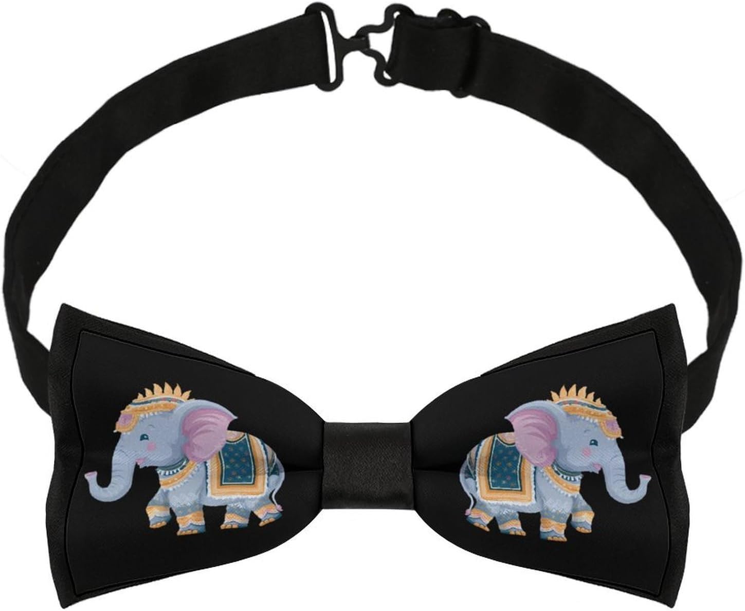 Cute Indian Elephant Novelty Men's Bow Tie Pre-tied Adjustable Bowtie Accessories for Wedding Party