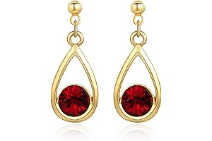 OUXi 14k Ruby Dangle Earrings for Women, the Perfect Birthstone Jewelry Gift
