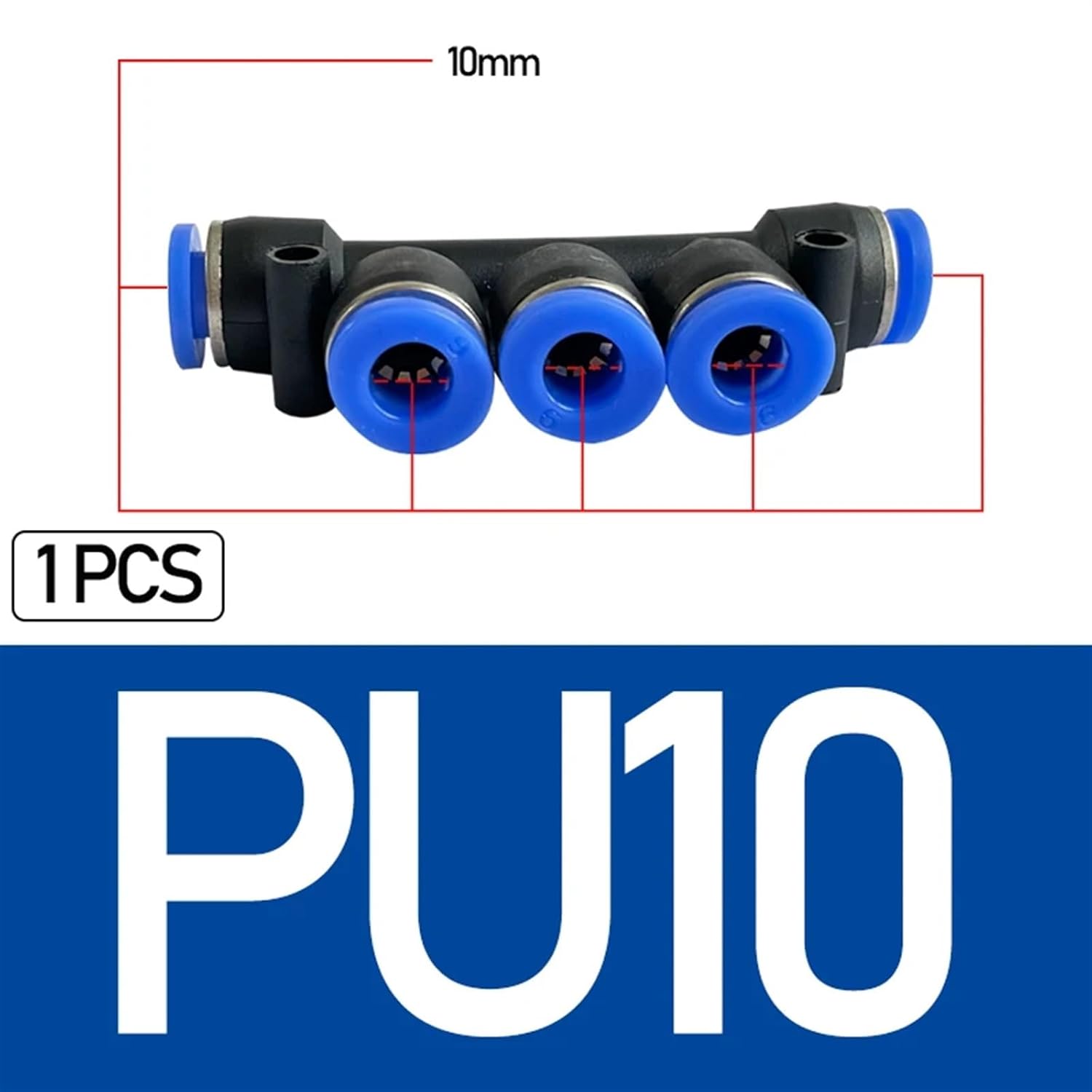 1Pcs PK Pneumatic Plastic 5 Way Fitting Fittings Quick Connectors Water Hose Connector Air Push Fast 4mm 6mm 8mm 10mm 12mm (Color : PK10)
