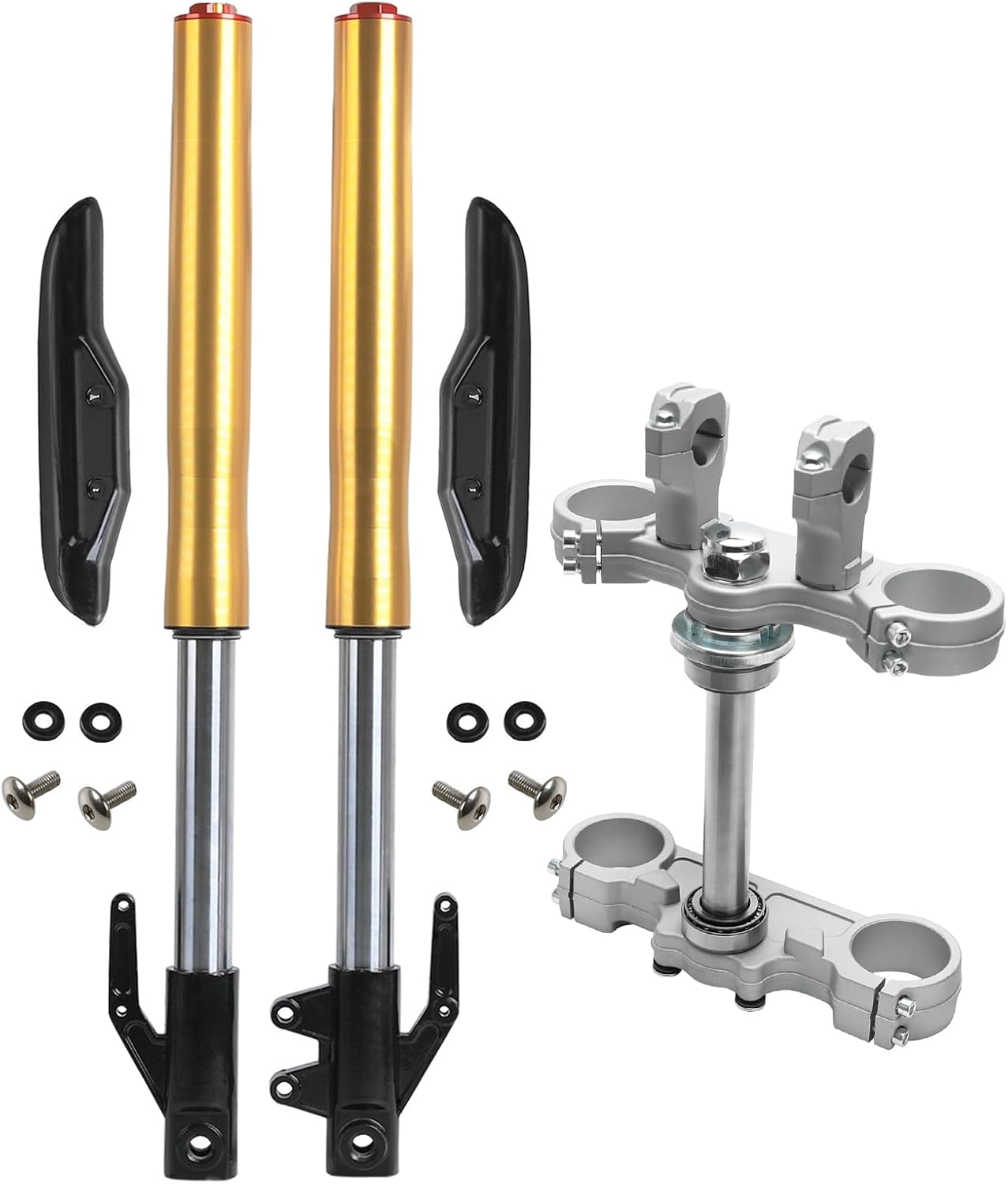 24.8" 630mm Front Forks Shock Suspension + Heavy Duty 45mm 48mm Triple Tree Clamps 12mm Axle for Disc Brake 70cc 90cc 110cc 125c Mini Pit Dirt Bike Apollo SSR Taotao Monkey CRF50 XR50