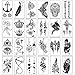 Yazhiji 32 Sheets Temporary Tattoos Stickers, 8 Sheets Fake Body Arm Chest Shoulder Tattoos for Men Women with 24 Sheets Tiny Black Temporary Tattoos
