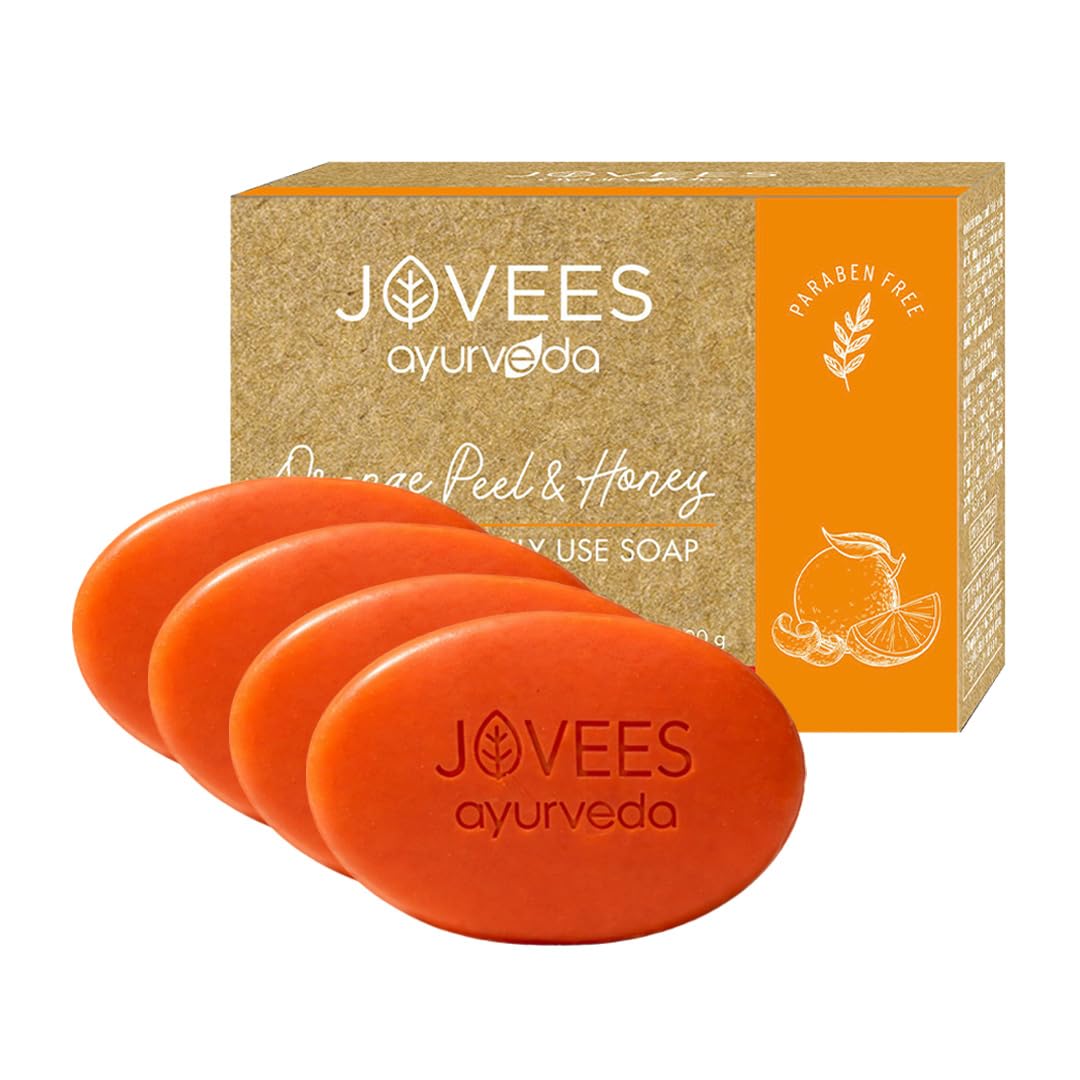 Jovees Herbal Brightening & Exfoliating Soap 400g – Orange Peel & Honey Daily Use Bar, Gently Removes Dead Skin, Smoothens Texture, Reveals Glowing, Soft Skin, Gentle Herbal Cleanser for Men & Women (Set of 4)-image-29