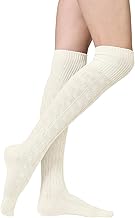 Vincent Creation 1 Pair Chunky Knit Cuffed Knee High Socks One Size