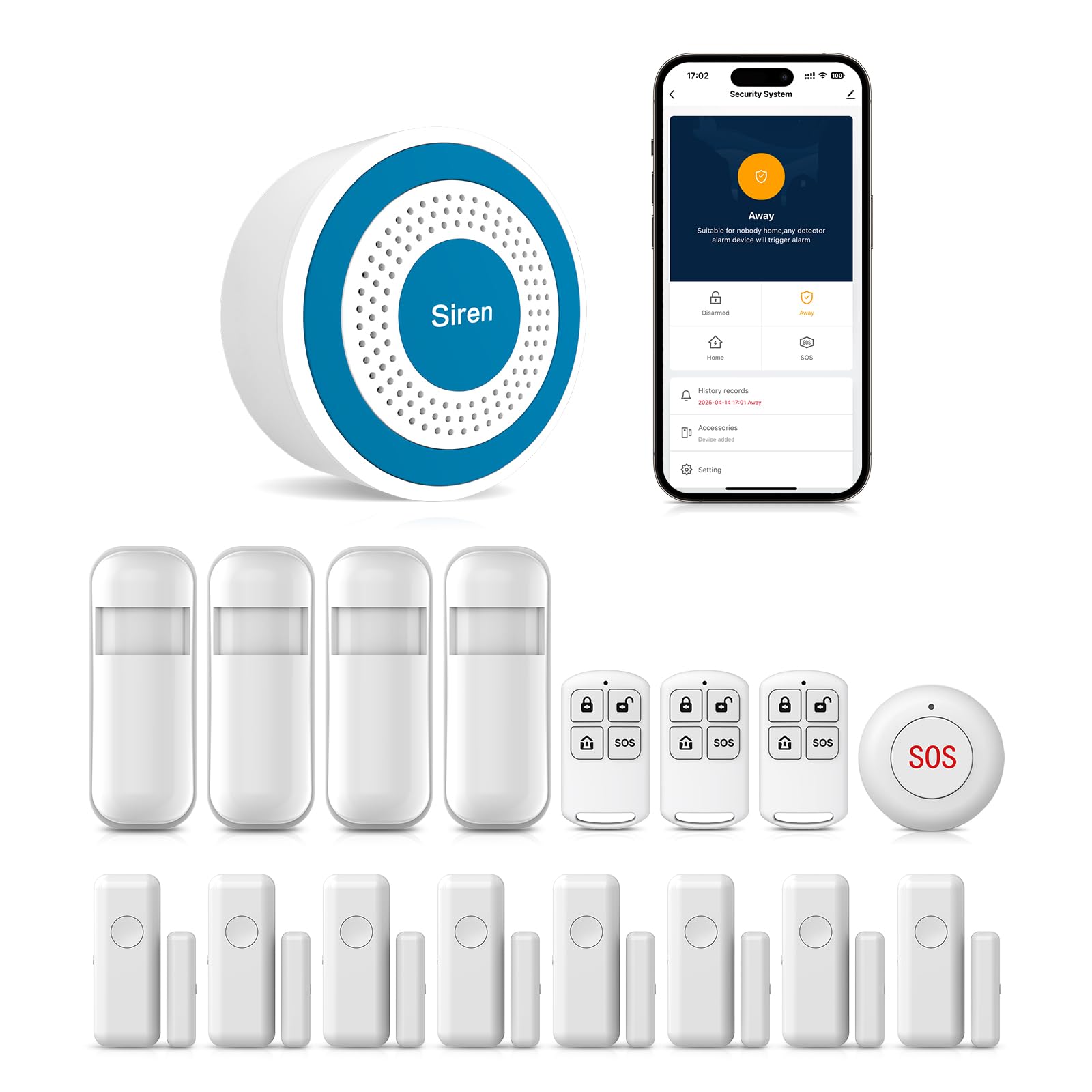 YBJ Alarm System for Home Security, Door Alarm Systems, App Alerts, 15Piece Kit, No Monthly fee, WiFi Alarm, Door Window Motion Sensor, for Home Security and Kids Safety