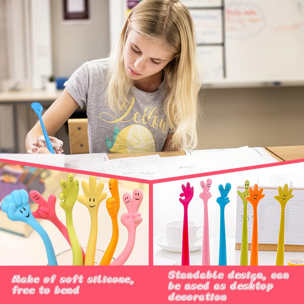 Lot De 12 Stylos Rigolos En Forme De Doigt - Pointe 0,7 Mm - Silicone Souple Anti-stress - Cadeau Enfant Ou Bureau