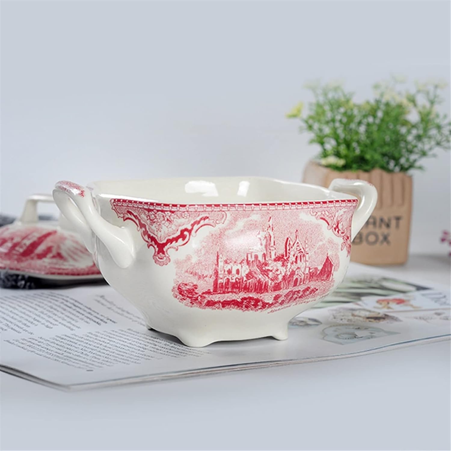 Sugar bowl 10 Oz Sugar Pot - Covered Sugar Bowl Porcelain Vintage Sugar Jar with Lid and Handles
