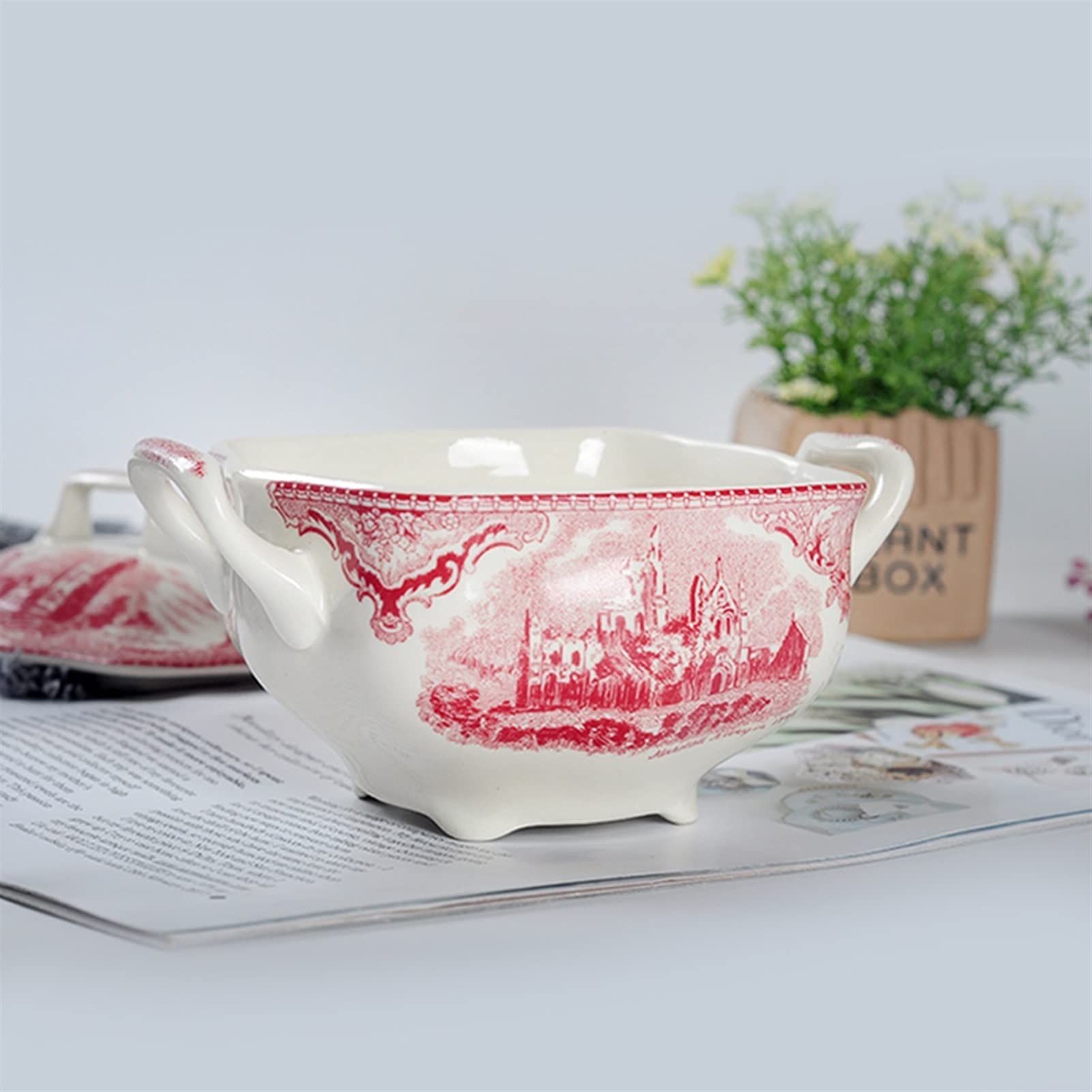Sucrier avec couvercle sucrier 10 Oz Sugar Pot - Sucrier couvert Pot à sucre vintage en porcelaine avec couvercle et poignées