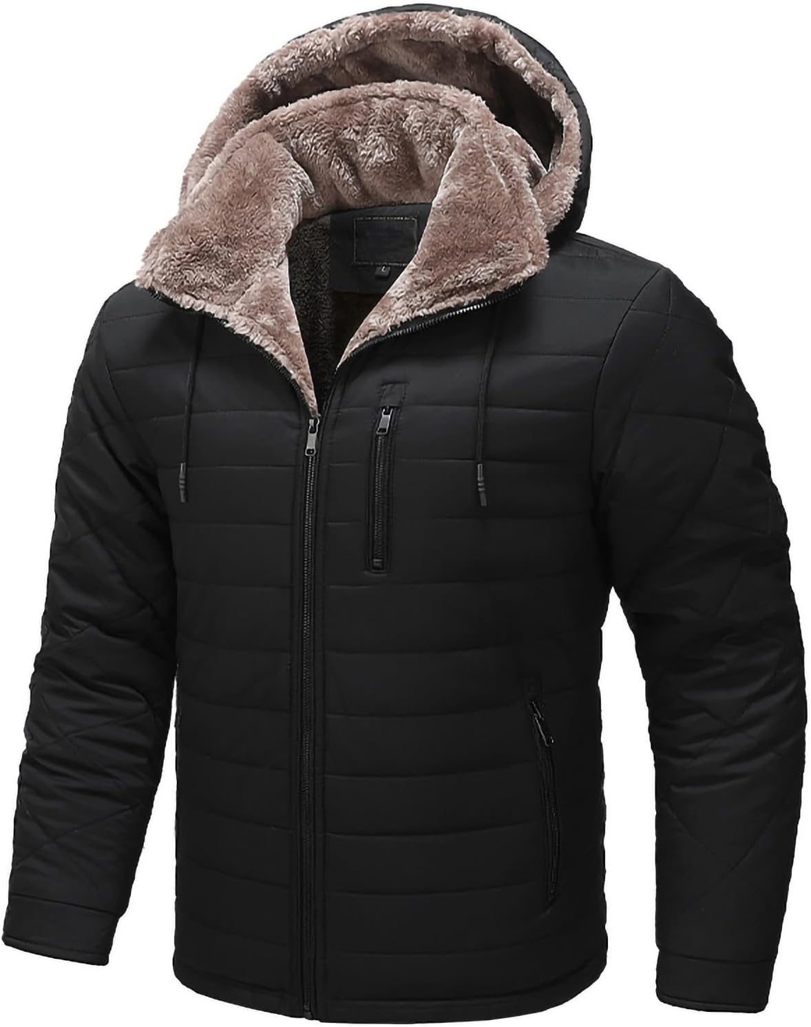Mens Winter Coats with Hood Sherpa Lined Thermal Jacket Men's Winter Jackets Outerwear Coat with Detachable Hood