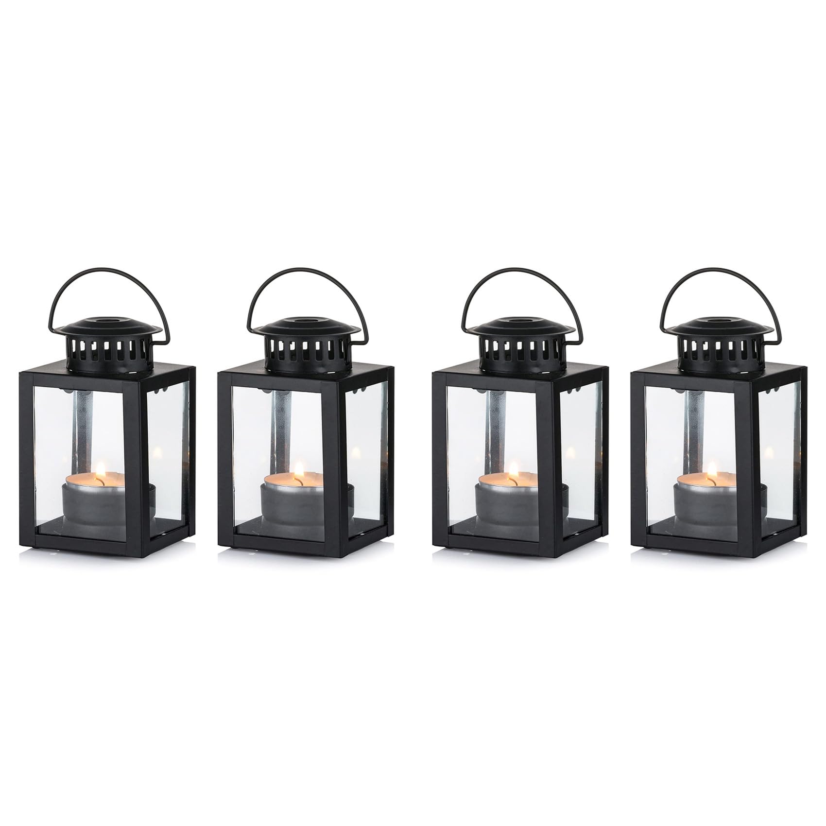 Vjsujehgy Lanterns for Candles Garden Lanterns, 4 Pcs Vintage Style Hanging Small Lanterns for Tealight Candle, Tea Light Holders