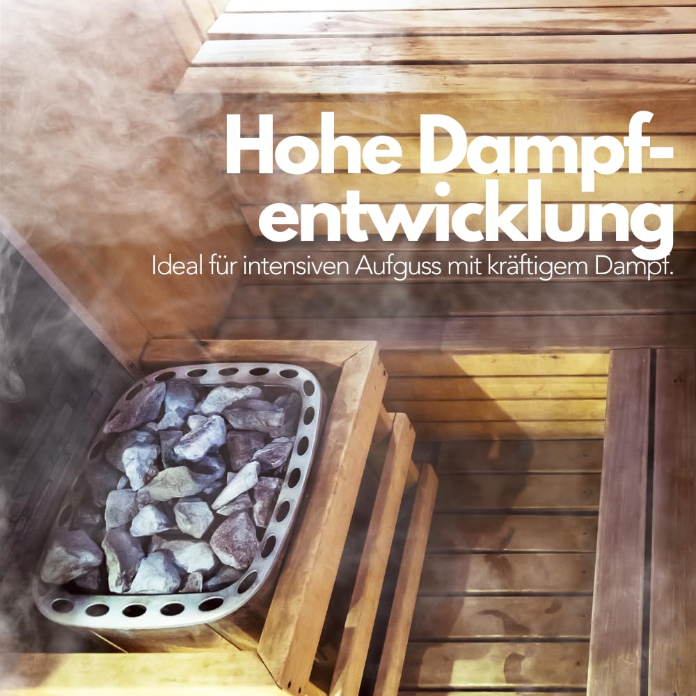 HarzStone Pierres de sauna 20 kg – Chaleur parfaite, chauffage rapide et facile à empiler | Pour tous les poêles de sauna (bois et électrique) | Sélectionné à la main (diabase de 80 à 120 mm)