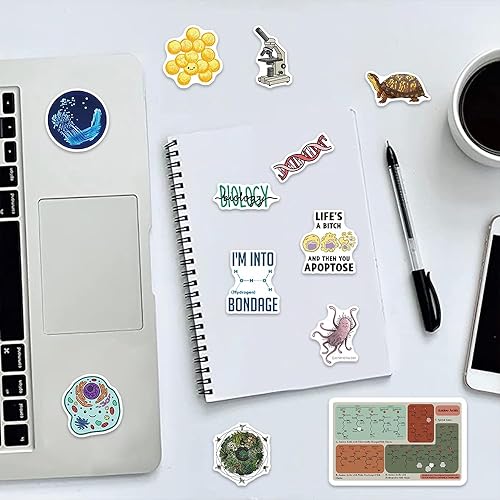 Miniatura 6 de 100 calcomanías de laboratorio científico para botellas de agua, estudiantes, regalos, paquete de calcomanías divertidas de experimentos biológicos,