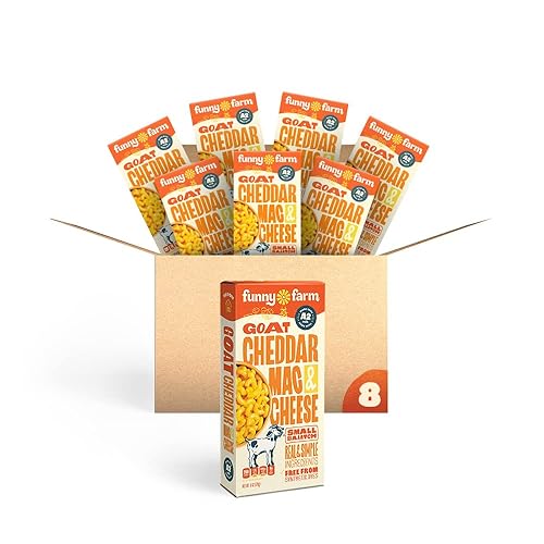 Funny Farm Macarrones con leche A2 y queso  Pasta con sabor a queso cheddar - Paquete de cena de queso de cabra y queso (paquete de 8 unidades)