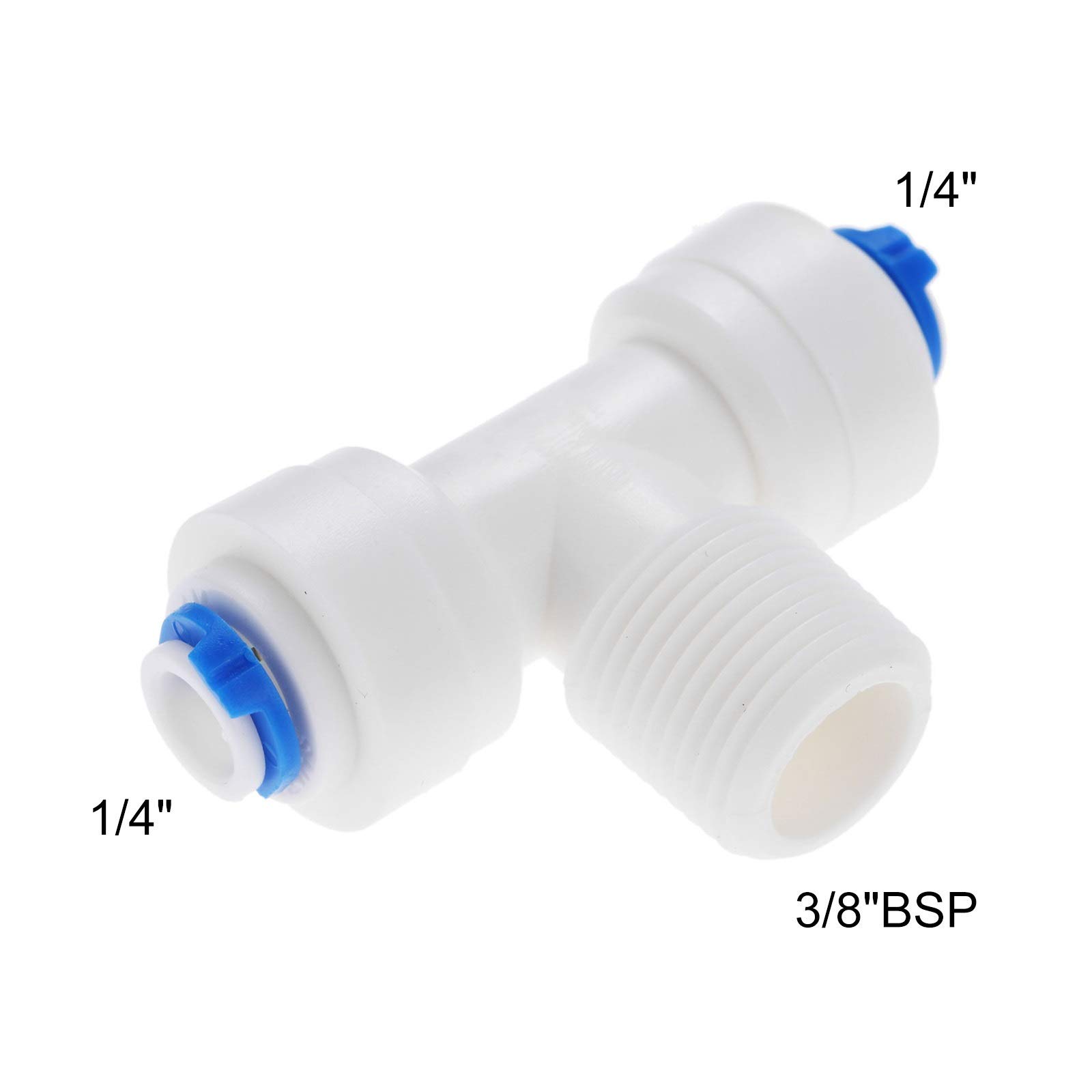Conexión de Manguera, jardín rápida 2 Piezas tubería ósmosis inversa T en Forma 1/4 Adaptador Conector Acoplamiento plástico 3/8