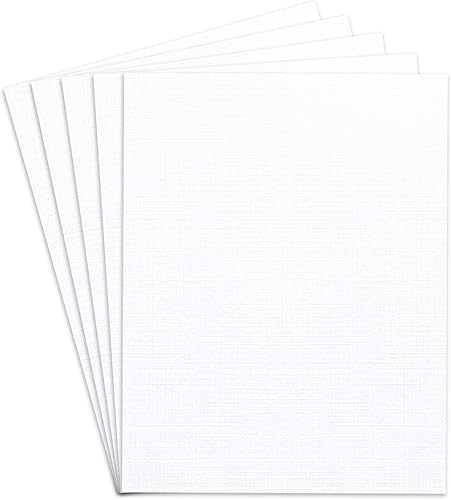 Cartulina especial texturizada de lino blanco | Tarjeta gruesa en blanco de 8 1/2 x 11 pulgadas para invitaciones de boda, anuncios, tarjetas de