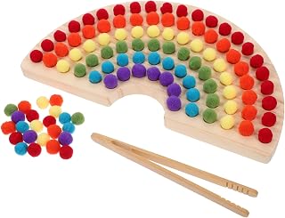 Toyvian 1 Conjunto De Contas De Arco-Íris Combinar Quebra-Cabeças De Madeira Para Crianças Brinquedos Educativos Para Bebês Brinquedos De Empilhamento De Bebê Conjunto De Brinquedos De