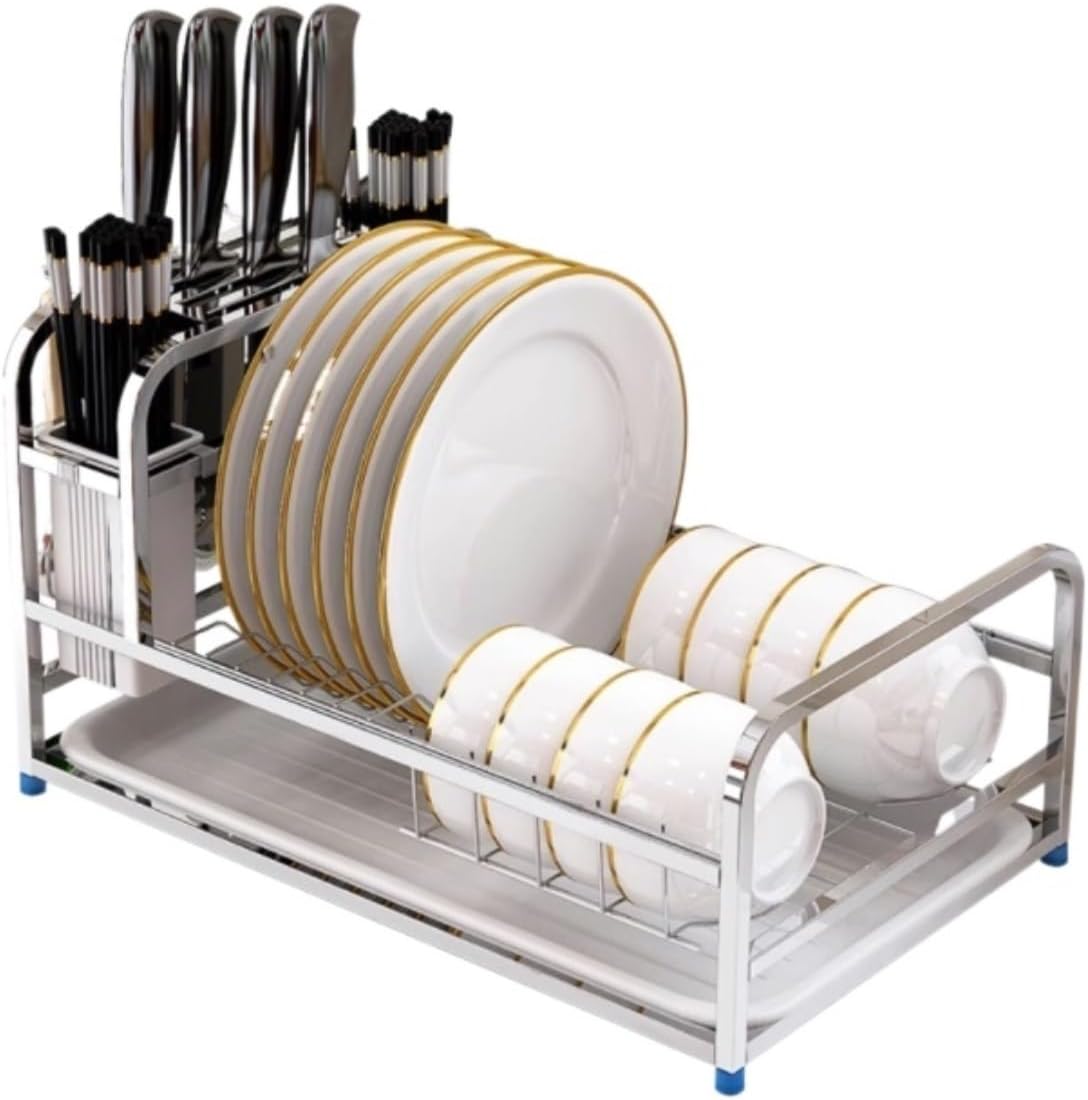 Dish Drying Rack Tableware Holder Multifunctional Dish Drainer Drying Holder Rack Stainless Steel Drainer Tray for Kitchen Ware Drying Rack Kitchen(Black)