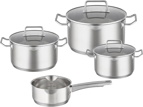Rösle Expertiso 4 Parça Tencere Seti 91947 - Paslanmaz Çelik, 16, 20, 24 cm Tencere ve 16 cm Sos Tavası (Kapaklar Dahil)
