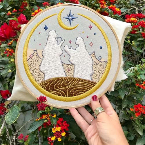 Image of INFUNLY 4Pcs Christmas Embroidery Kits Nativity of Jesus Cross Stitch Kits for Beginners Moon Hand Needlepoint Starter Kit for Adults with Instructions for Thanksgiving Decor Home Room 11.8x11.8in