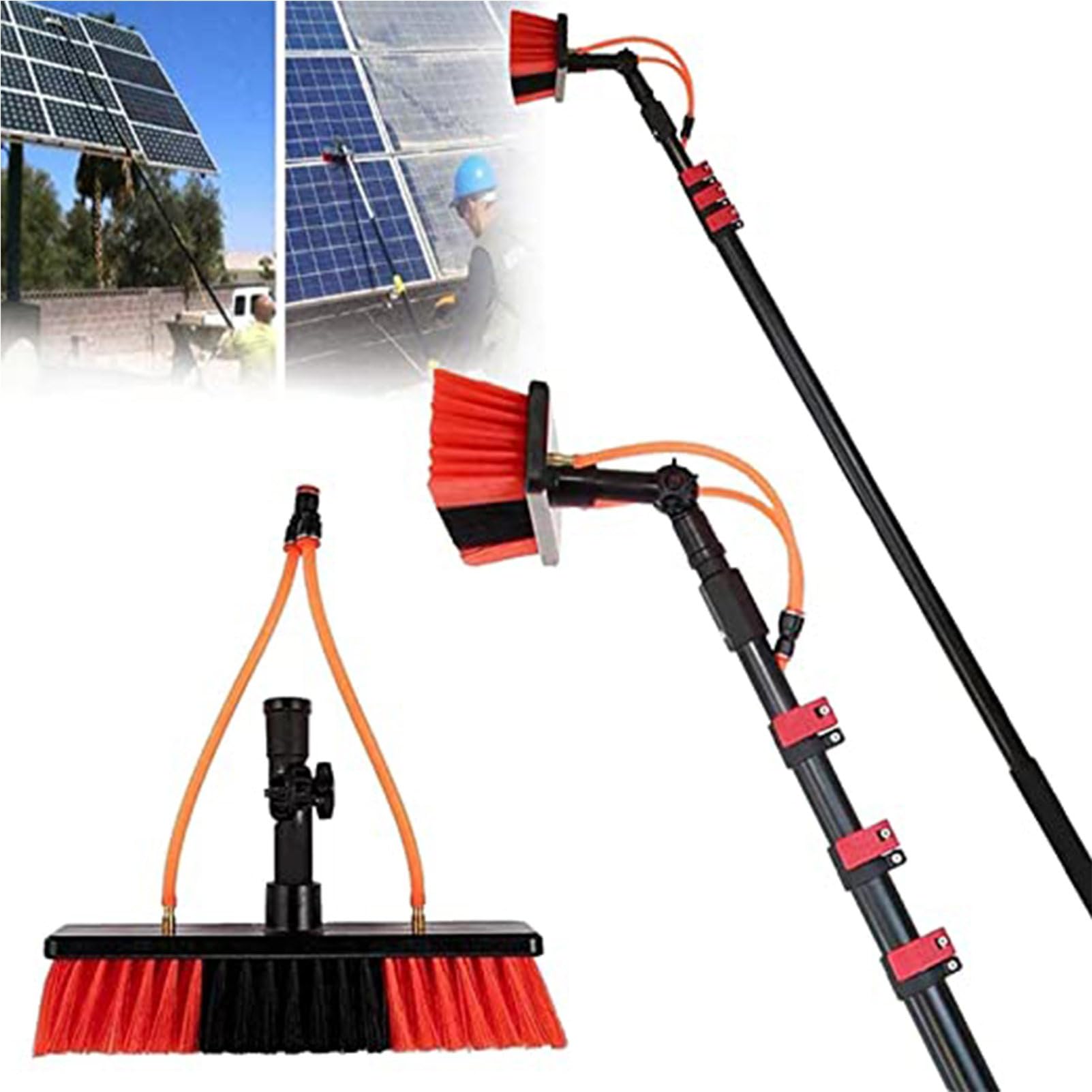 YHKJLYH 35cm Solar Panel Cleaning Brush - 12m Reach Water-Fed Cleaner for Efficient Photovoltaic Maintenance - Essential Solar Care Tool for Home & Professional Use