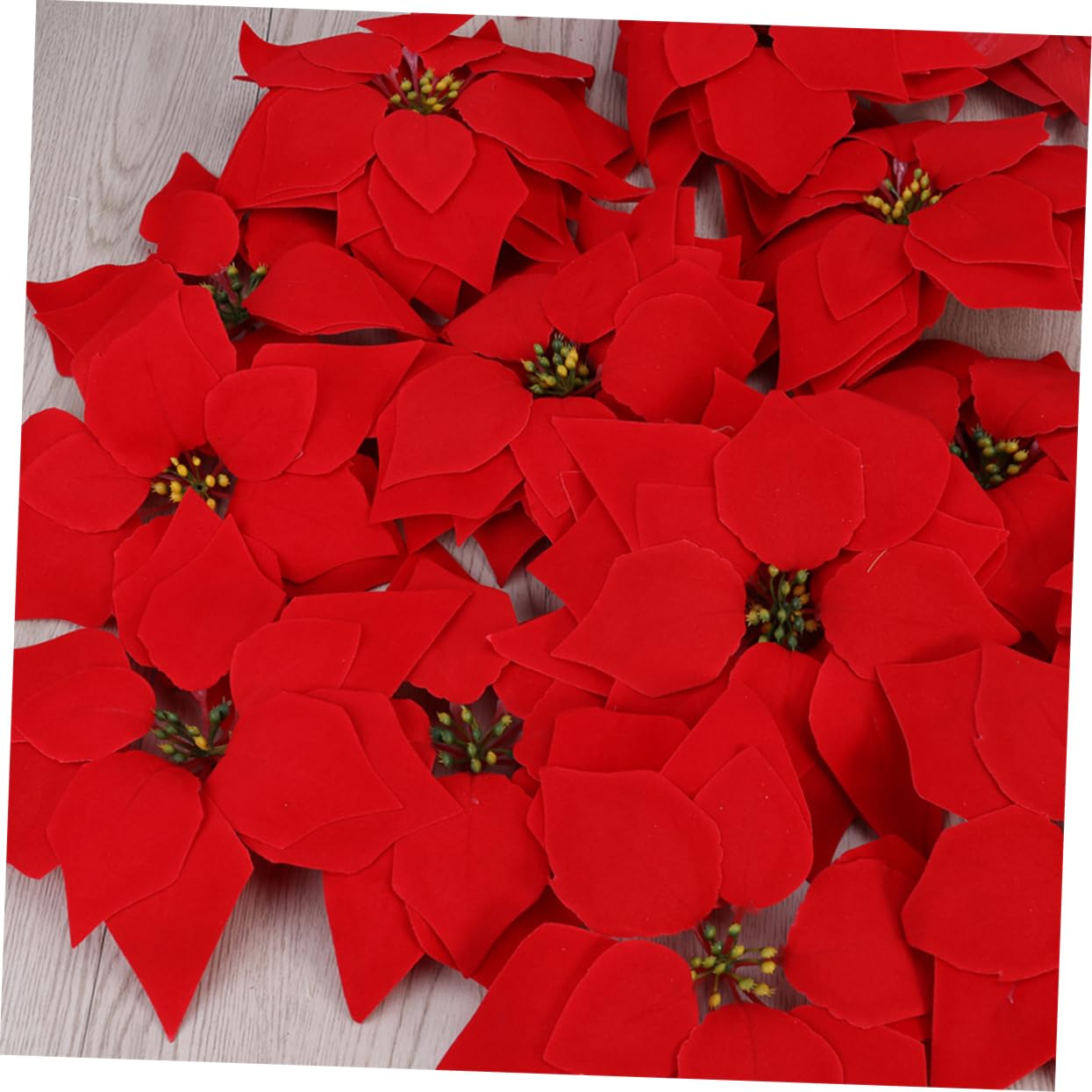 Künstliche Weihnachtssternblütenköpfe 50 Stück Seide Rot | Lebensecht, Dekorativ und Frisch Wirkend, für Girlanden und Tischarrangements