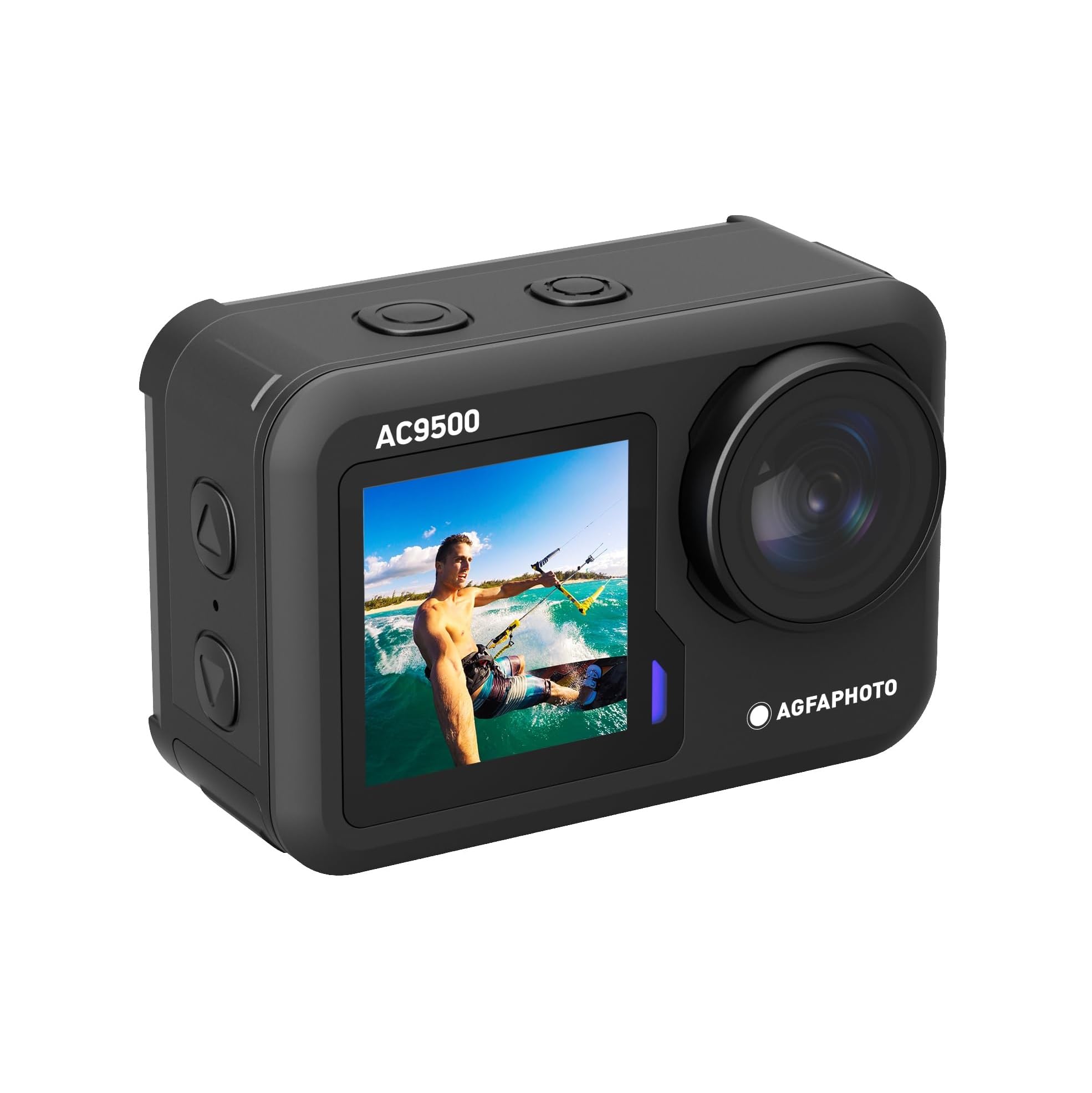 AGFAPHOTO - Action Camera - AC9500 - Real 4K 30FPS, Dual Touch Screen, EIS Stabilisation, Waterproof 18m - WiFi - 12 Accessories Included