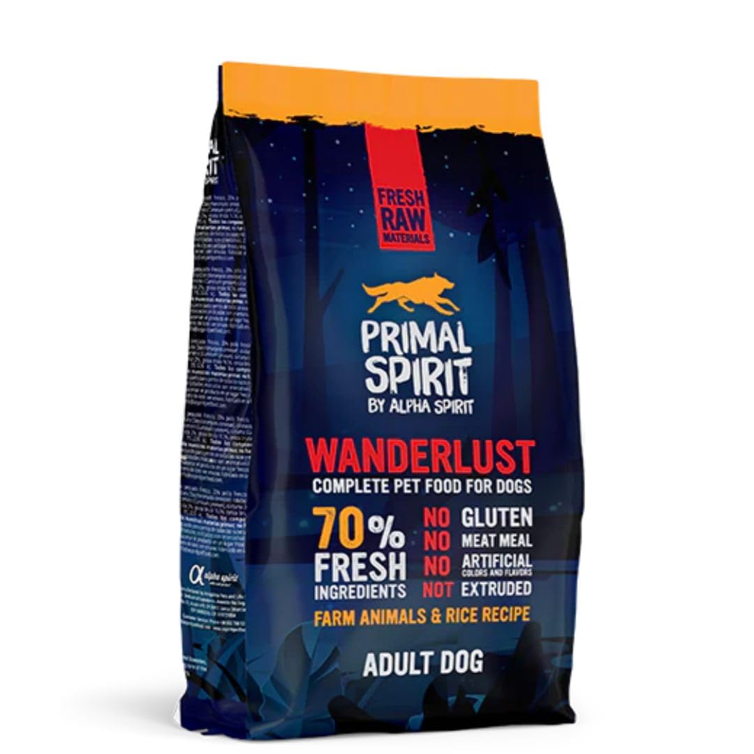ANIMALUJOS - Primal Spirit Pack Surtido Pienso Semihúmedo para Perros Adultos, Wilderness, Wanderlust y Wild Waters, Sin Gluten, Ingredientes Frescos, 3 x 1 kg