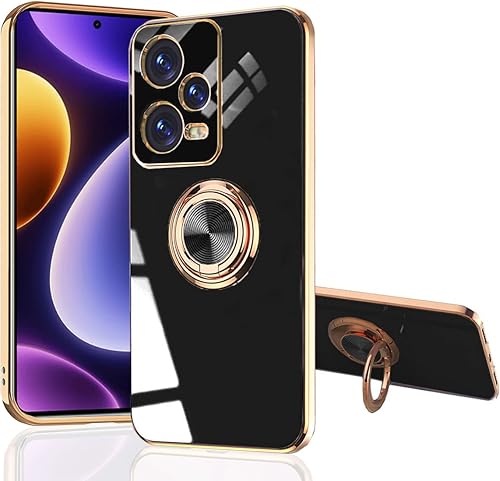 Miniatura 1 de Redmi Note 12 Pro Funda con soporte de 360  Soporte magnético para automóvil tecnología de galvanoplastia Funda de protección delgada compatible con