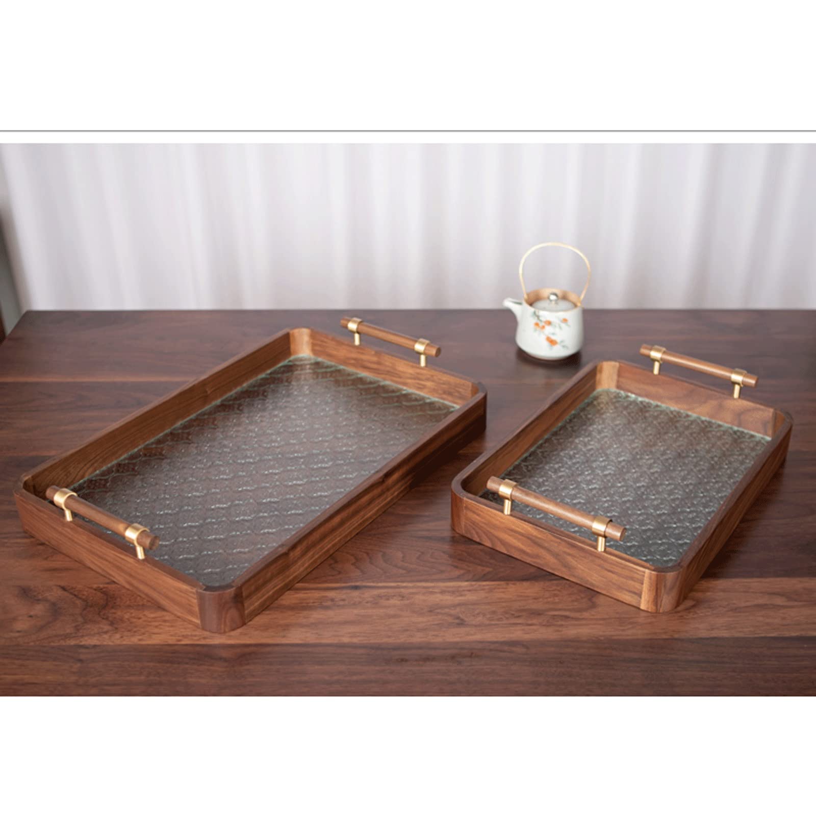 Bandeja Bandeja de Madera Bandeja de Mesa de café Bandeja Rectangular con Mango de Bandeja de Cristal Bandeja Multiusos Bandeja Antideslizante (Size : A)