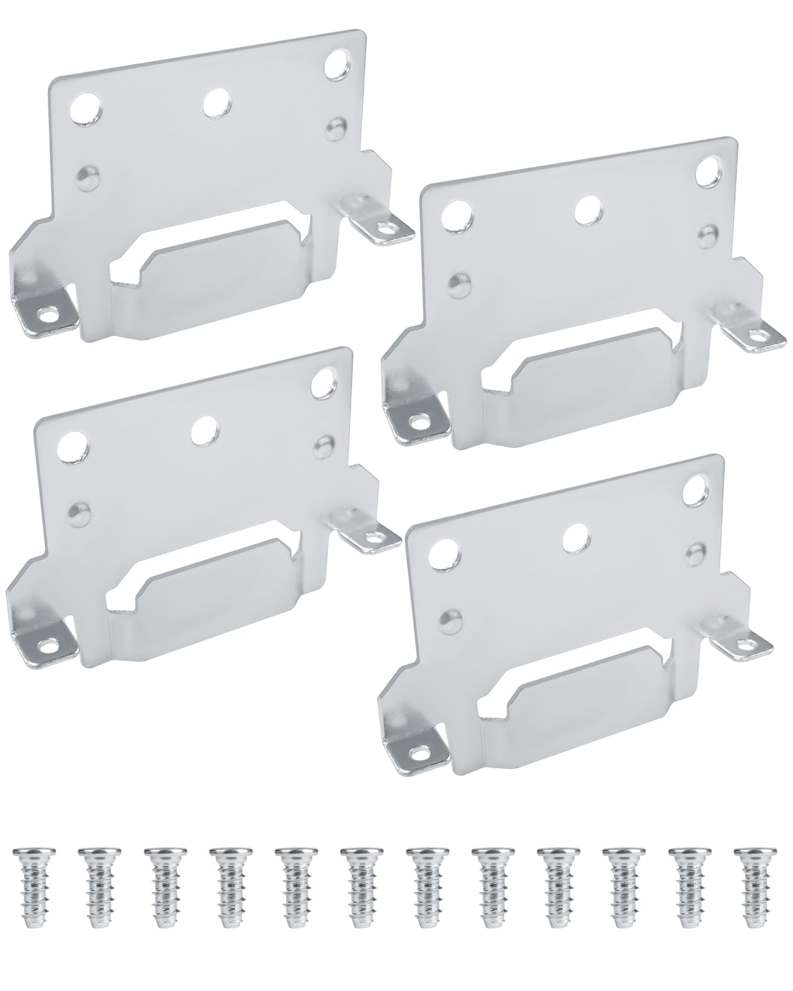 IWIWE Replacement for IKEA Bed Frame Part #116791 Mounting Plate & #105307 Screws – Compatible with Hemnes, Malm, Brimnes,Ingatorp,Tarva Kritter – Set Includes 4X Mounting Plates & 12x Screws