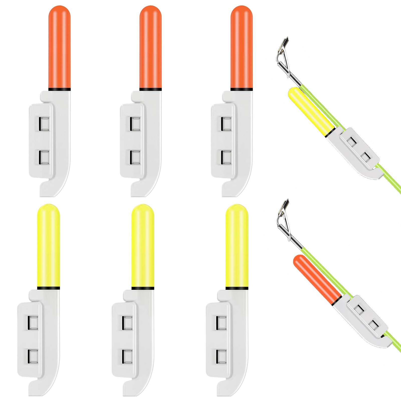 Rod Tip Lights for Night Fishing 6PCS, Green and Red LED Bite Alarm with Buckle, Waterproof Glow Sticks Compatible with Rod Tips 1.8-2.7mm, Fishing Tackle Accessories for Sea Fishing