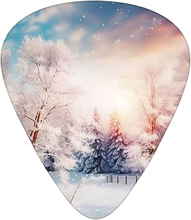 Beautiful Landscape Trees Snow Flakes Guitar Picks 12 Pack Bass Picks with Organizer Box Guitar Plectrum Includes Thin Medium Heavy Guitar Picks Ukulele Picks for Bass Acoustic Electric Guitars