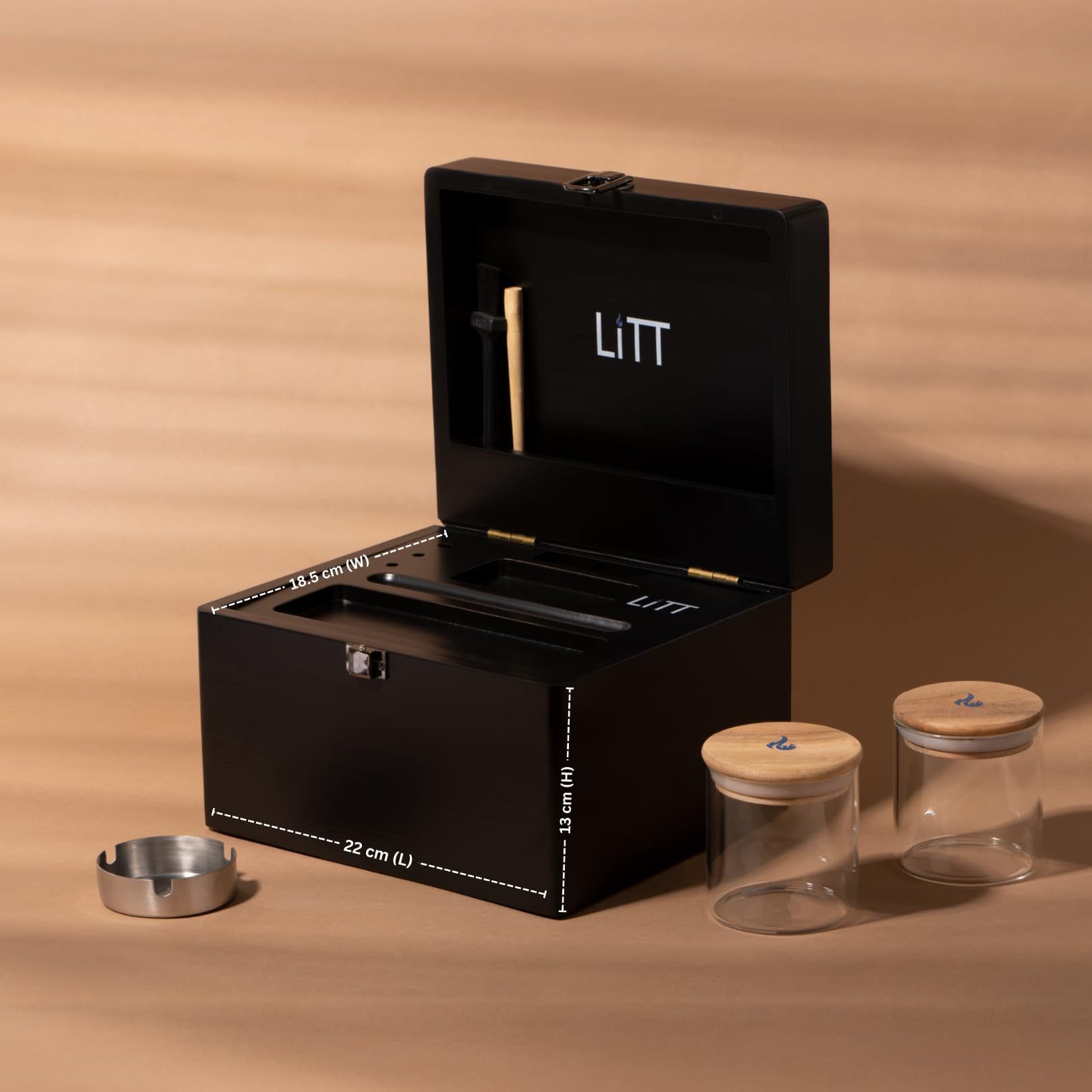 Natural Wood Storage Decorative Box With Airtight Storage Jars - Wood Stash Box And Stash Box Price - View #11