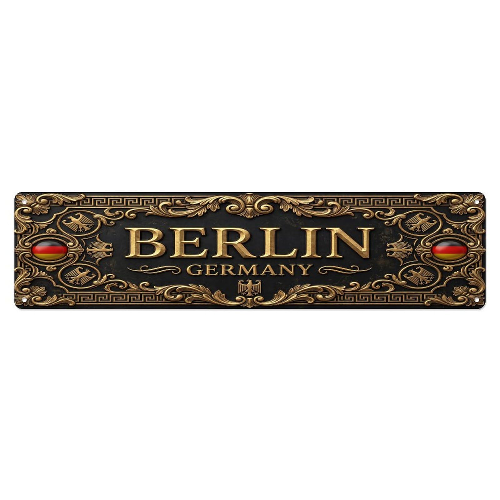 Olhnbad 4X16inch(10X40cm) Vintage Berlin Germany Flag Pattern Metal Tin Sign