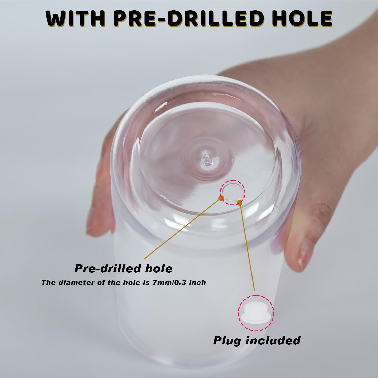 20 Oz Plastic Snowglobe Tumbler, 6 Pack Pre-Drilled Double Wall Acrylic Snow Globe Cup, Plastic Clear Cup for Snowglobe, with Clear Lid - Image 3