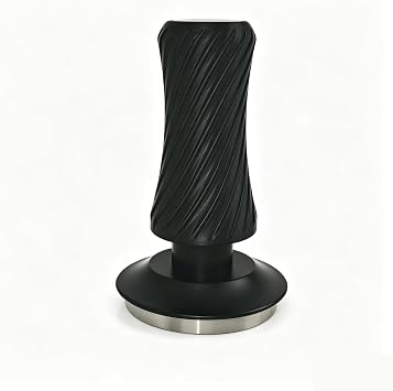 58mm Spring-Loaded Espresso Tamper with Click Sound Pre-Calibrated Leveling Tool, Anti-Slip Twisted Handle & Durable Stainless Base for Even Extraction Black