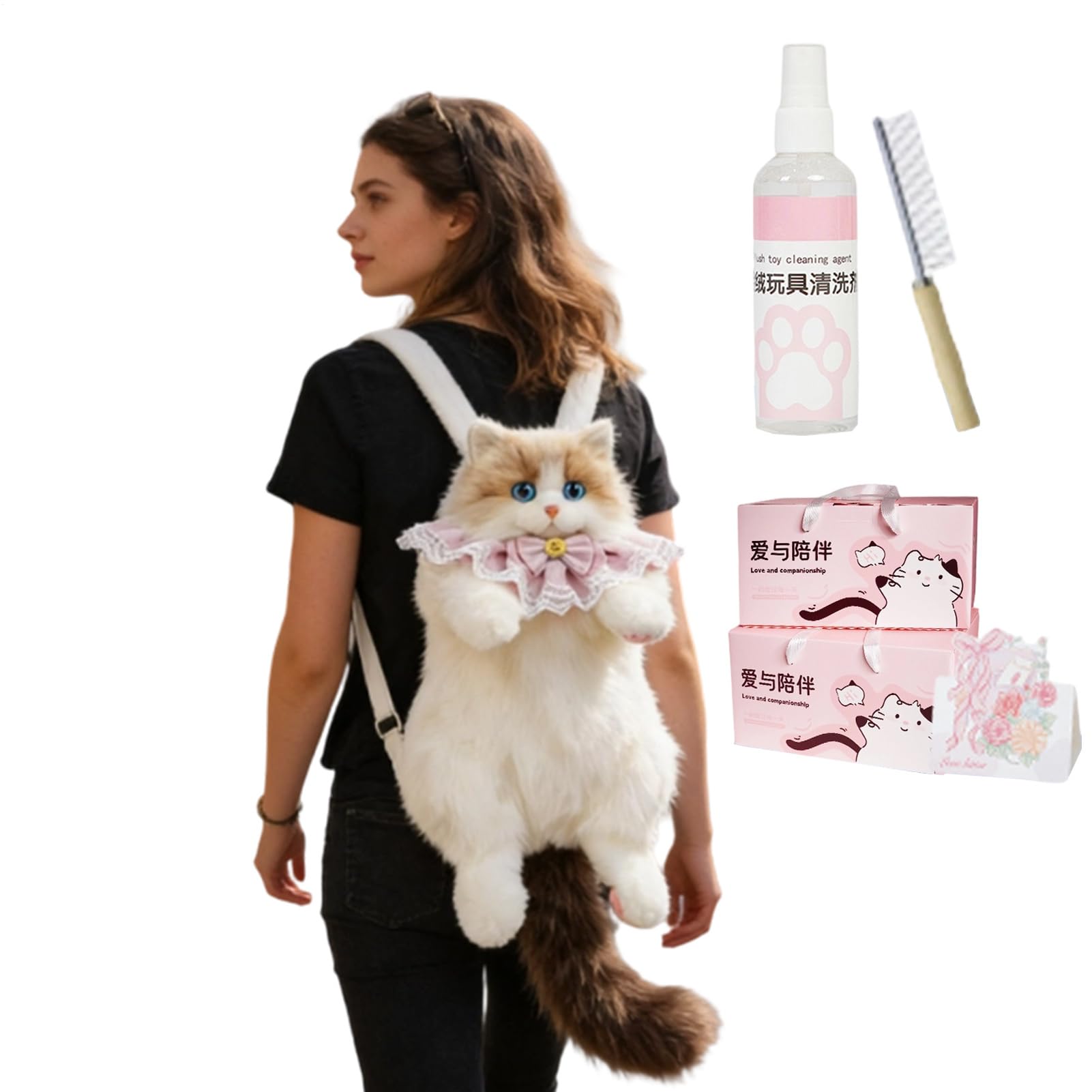 Mochila Con Forma De Gato Con Una Amplia Capacidad De Almacenaje | Mochila Peluche Realista Gato Para Universidad Trabajo Oficina Viajes Vacaciones Escapada De Semana Trayecto Diario