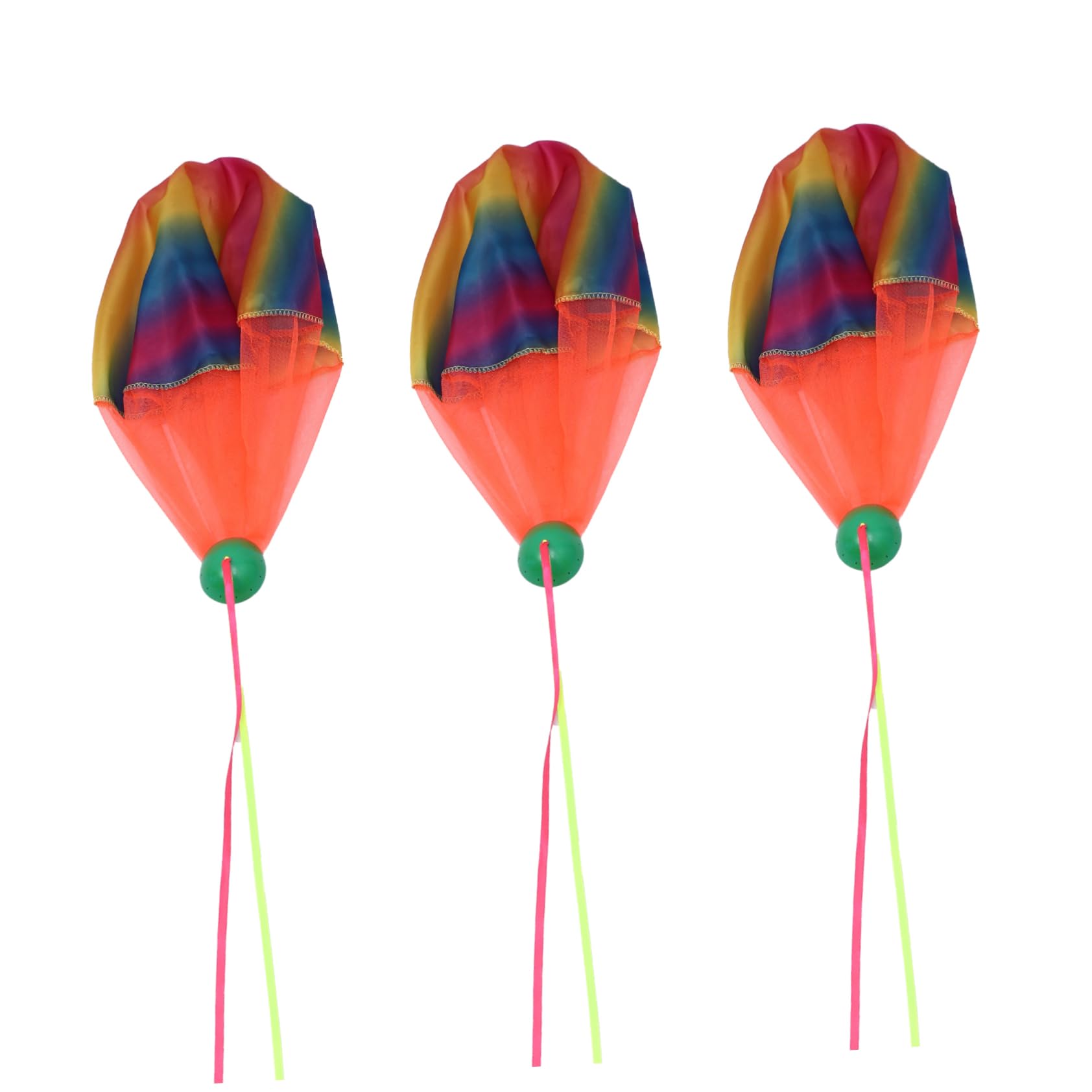 BESTonZON Running Parachute Toy for Boys and Girls 3pcs Hand Throwing Mini Parachutes Outdoor Play Army Style