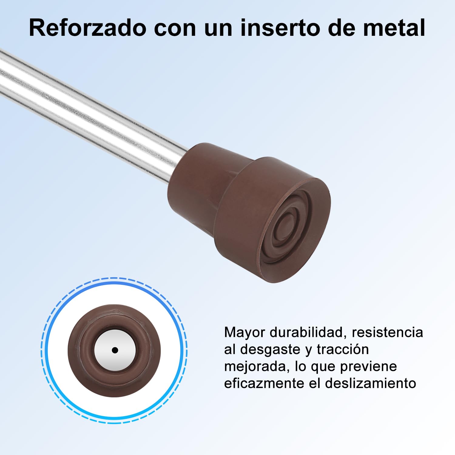 supregear Puntas de Goma (Paquete de 4), Puntas de 19 mm Antideslizantes con Insertos de Metal Accesorios para Bastón de Caminar, Marrón