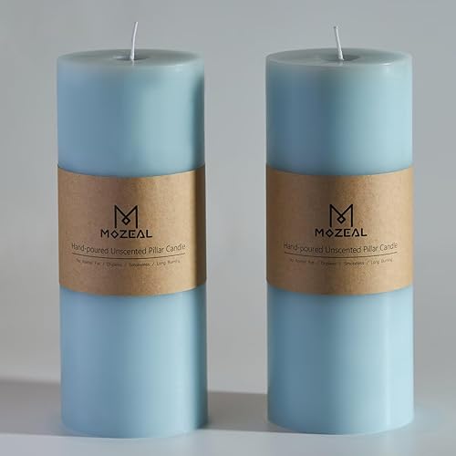 Miniatura 114 de MOZEAL Velas de pilar extra grandes de color borgoña de 4" x 10" (juego de 2), sin perfume, sin goteo, sin humo, de larga combustión limpia, velas