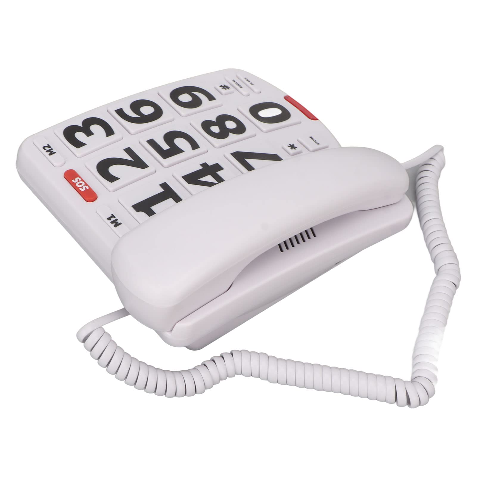 Telefono con Pulsanti Grandi per anziano, Semplice Telefono Fisso con Filo Classico Volume Regolabile