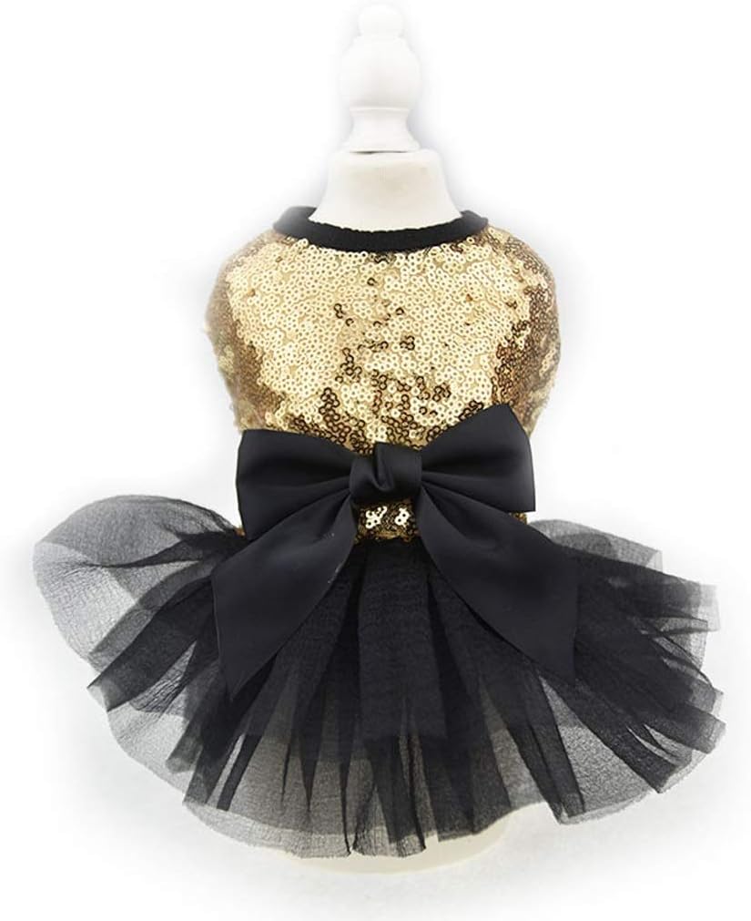 Princess Wedding Dog Dresses for Small Dogs Sequin Shirt Summer Tutu Dress Dog Clothes for Chihuahua Girl Puppy Apparel (Size : X-Large) (Small)