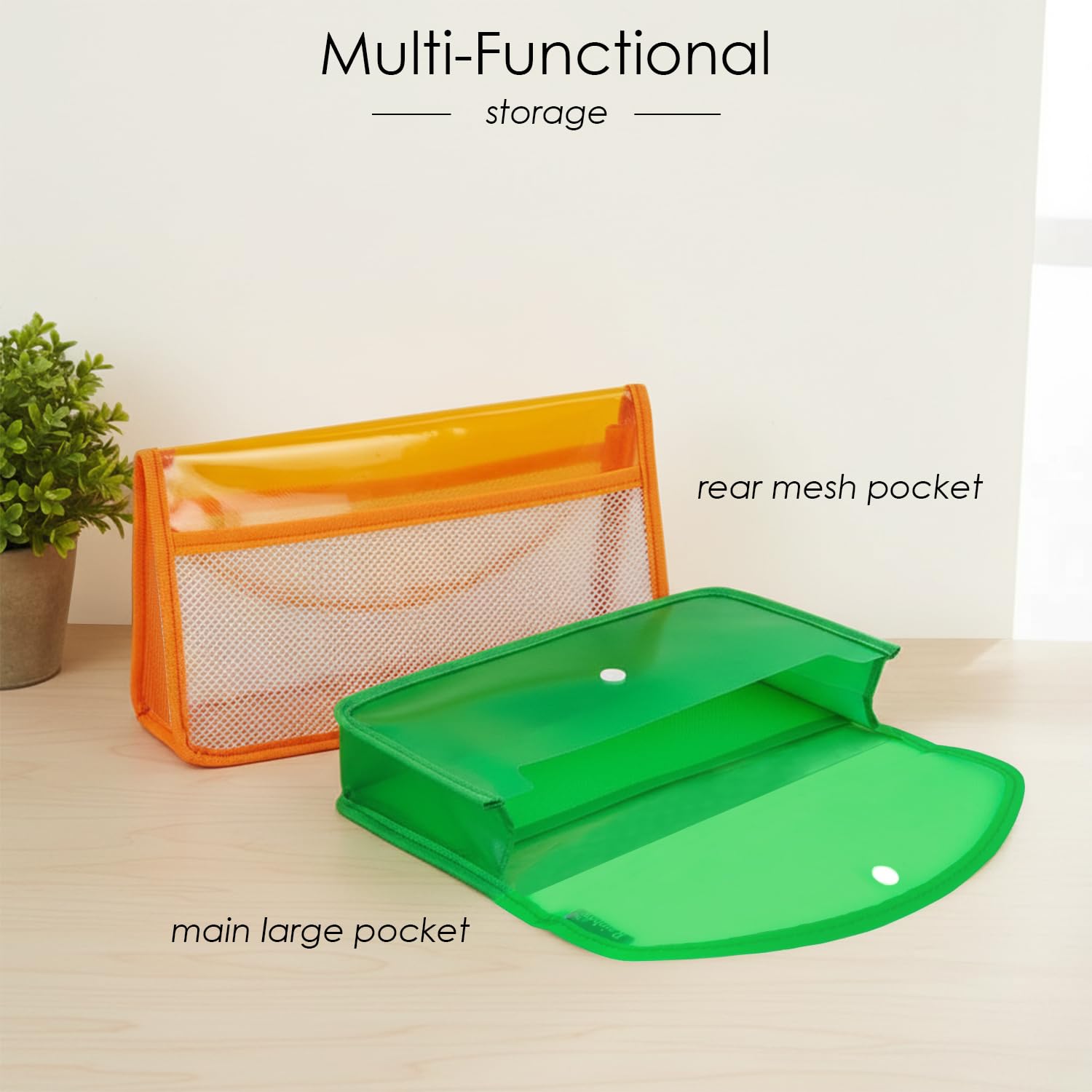 Shuban 5 Pcs Plastic Flexi Button Bag, Cheque Book Organizer Passbook Holder Pouches (A5-27X15X5CM) (Multicolor) 3