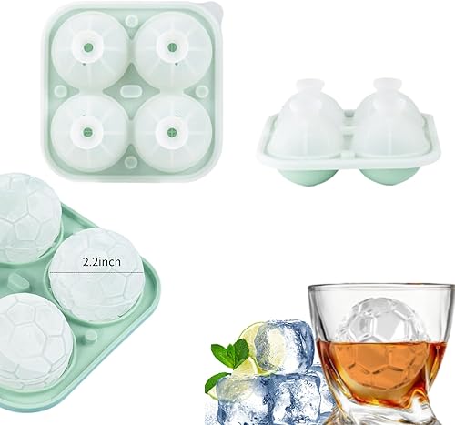 Bandeja para cubitos de hielo, divertidos moldes de hielo de fútbol con tapa para congelador, máquina de bolas de hielo de silicona para whisky,