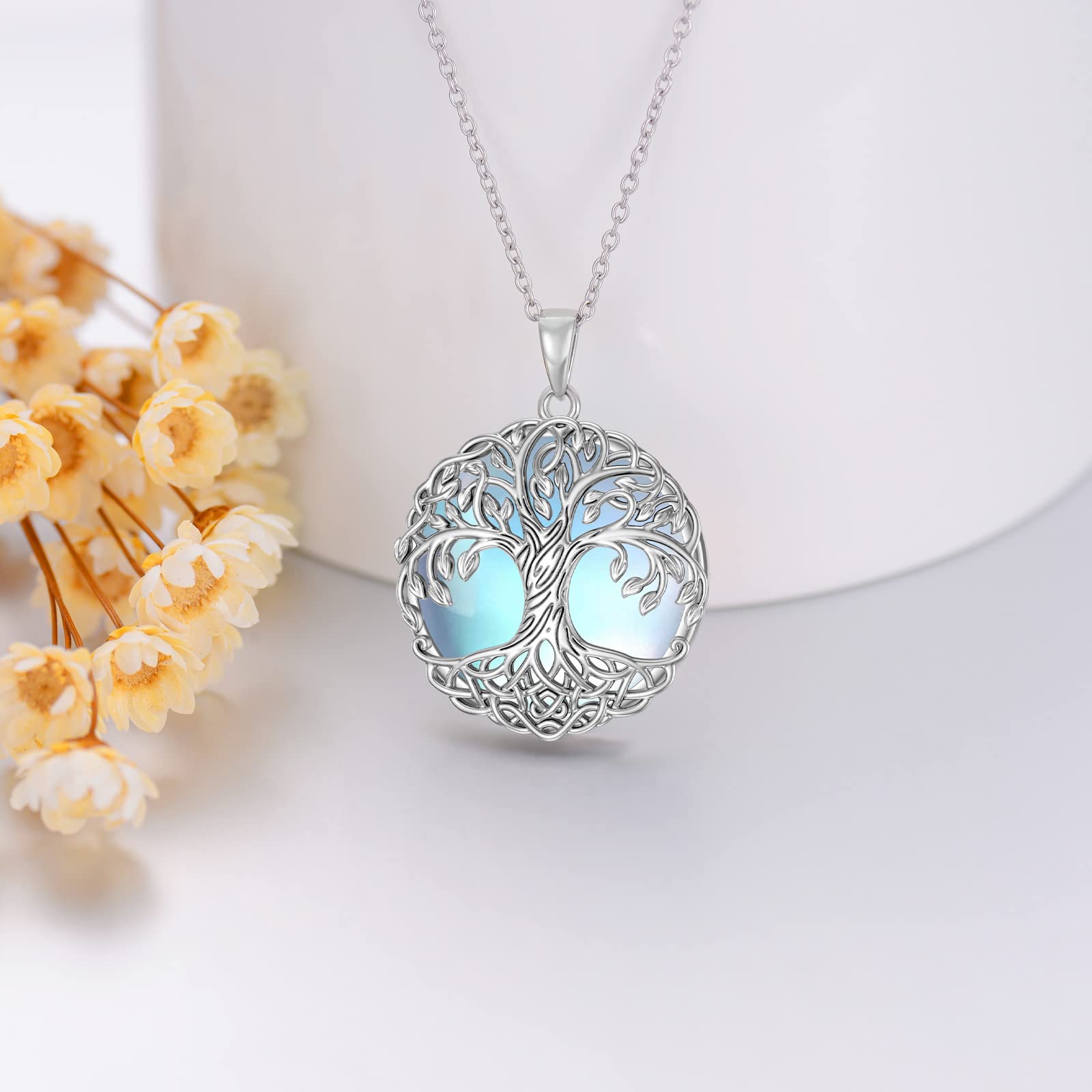 PROESS Lotus/Sonnenblume Anhänger Halskette 925 Sterling Silber Blume Kette Schmuck Geschenke für Frauen Mädchen Mutter
